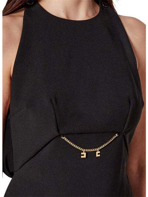 DOUBLE CREPE AND GEORGETTE DRESS ELISABETTA FRANCHI | AB80856E2110 Nero